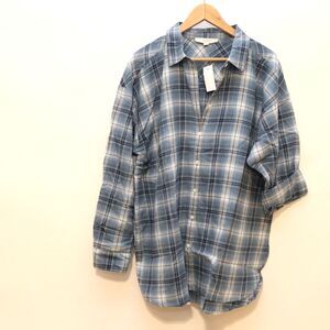 NWT Loft Plaid Button Down Long Sleeve Shirt size XL